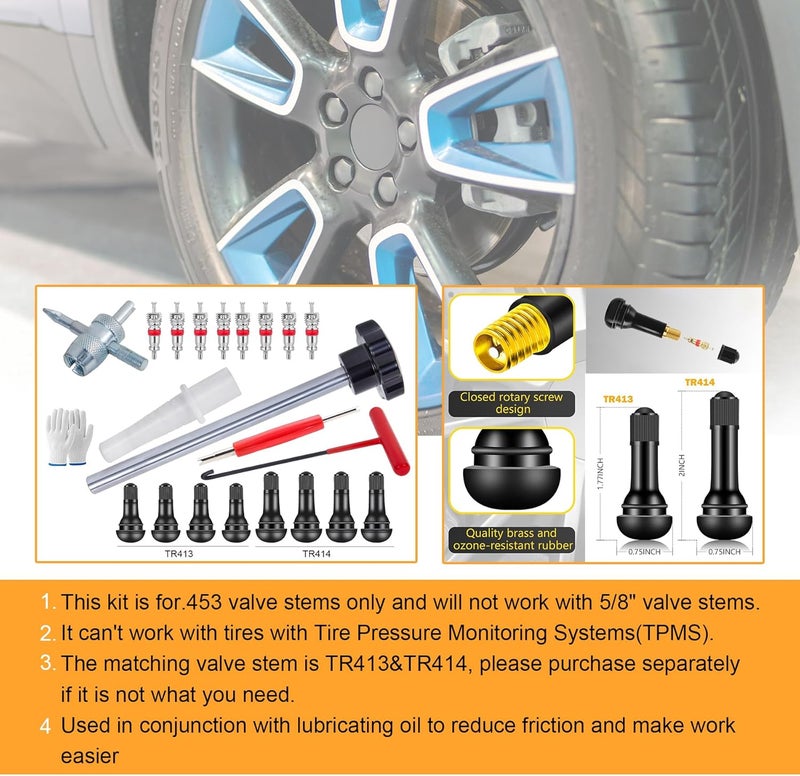 Richcat 51025 Quick Tire Valve Change Tool for Cars,Tire Valve Stem Core Quickly Replacement Tool Kit,Perfect Tool for Replacing Leaky Valves in Cars,ATVs,Trucks, etc.with TR413/TR414 - Image 5
